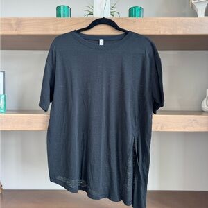 Lululemon Sheer Classic Black Crew Neck Short Sleeve with side slit